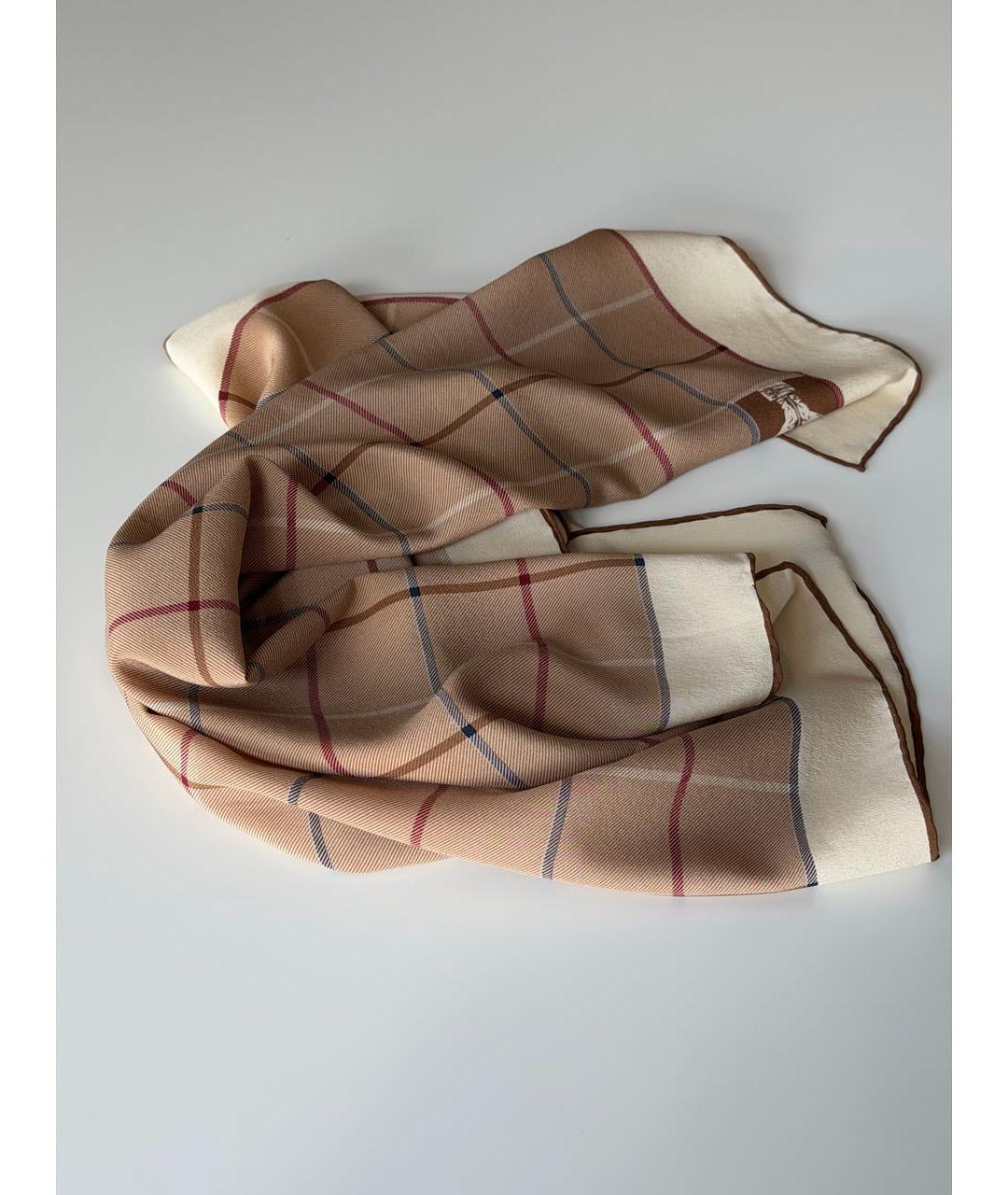BURBERRY Бежевый шелковый платок, фото 6
