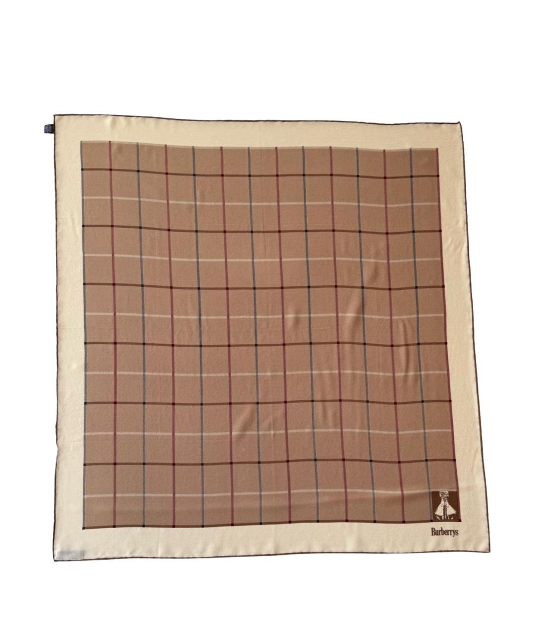 BURBERRY Бежевый шелковый платок, фото 1