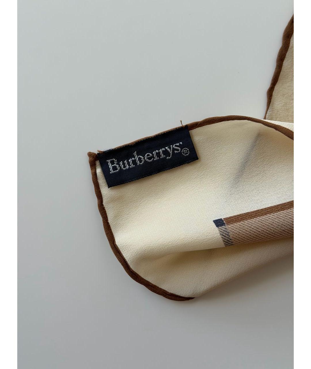 BURBERRY Бежевый шелковый платок, фото 4