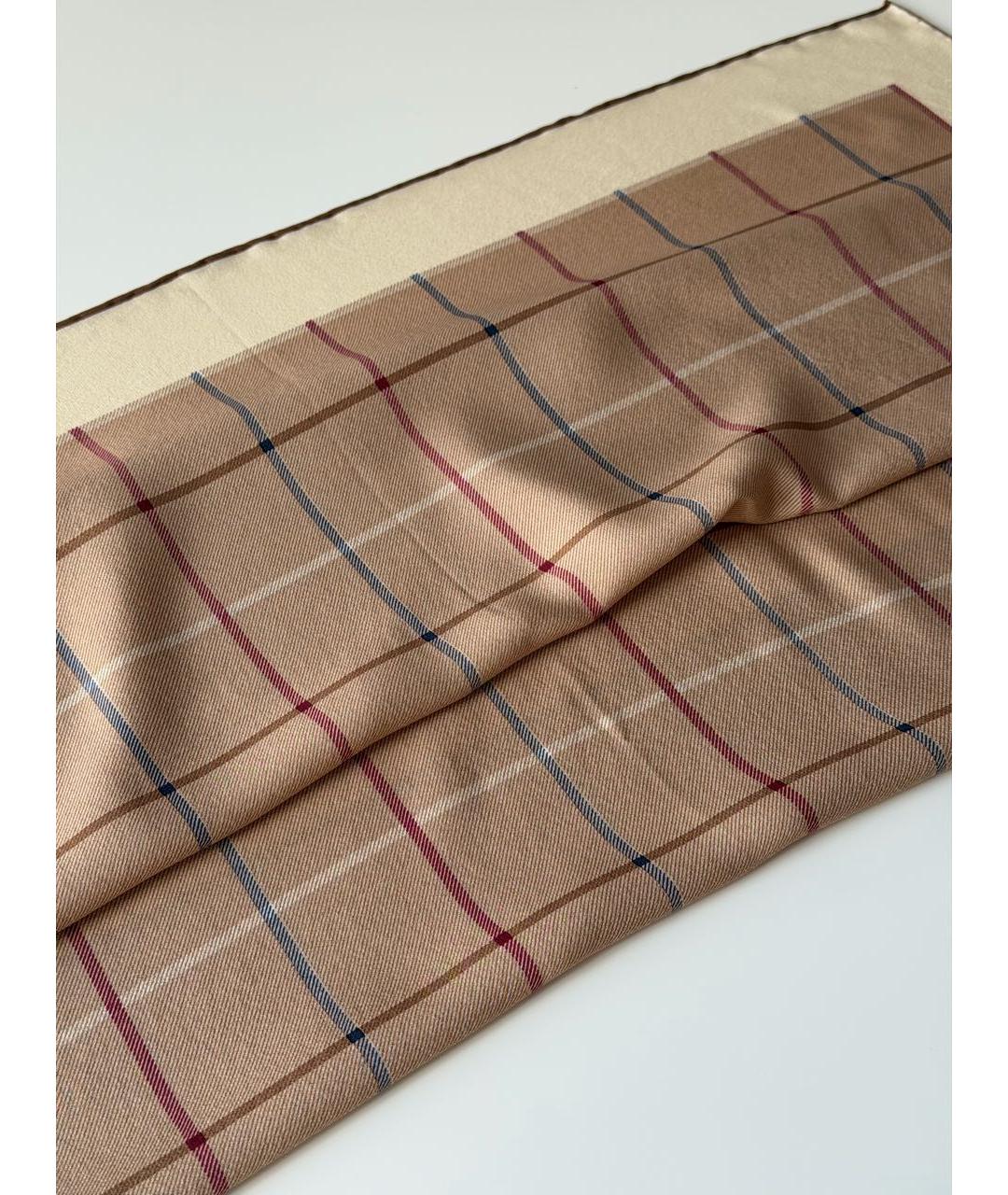 BURBERRY Бежевый шелковый платок, фото 5