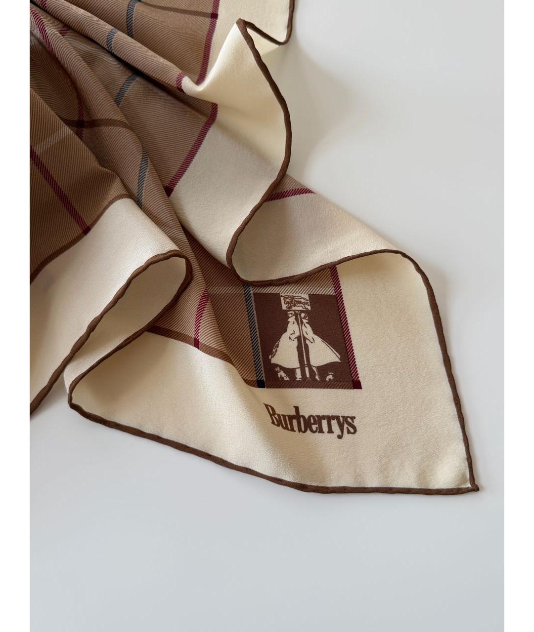 BURBERRY Бежевый шелковый платок, фото 3