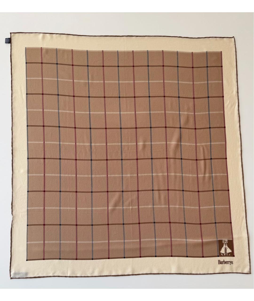 BURBERRY Бежевый шелковый платок, фото 9