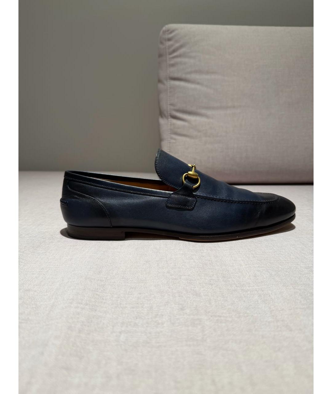 GUCCI Темно-синие кожаные лоферы, фото 4