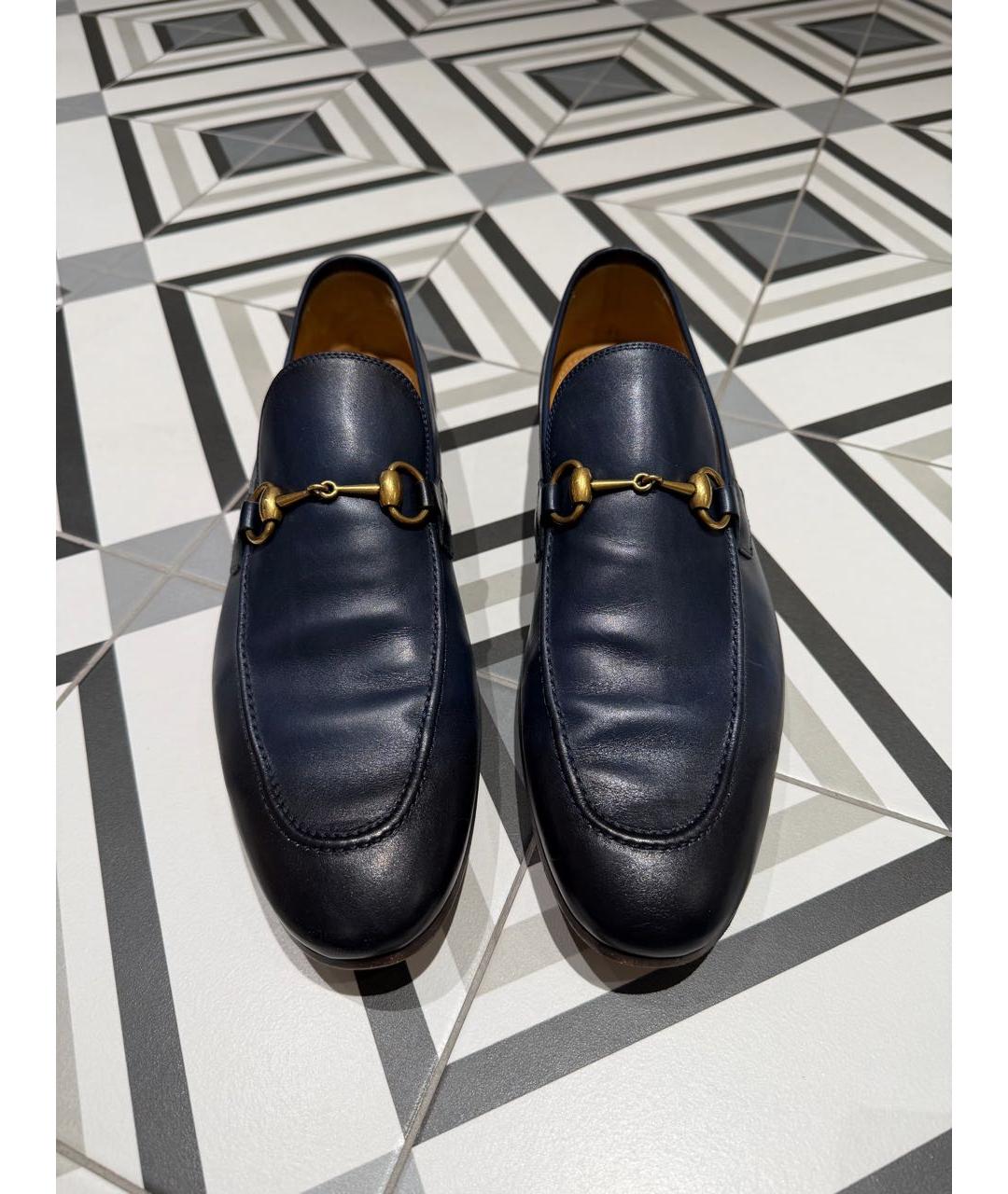 GUCCI Темно-синие кожаные лоферы, фото 2