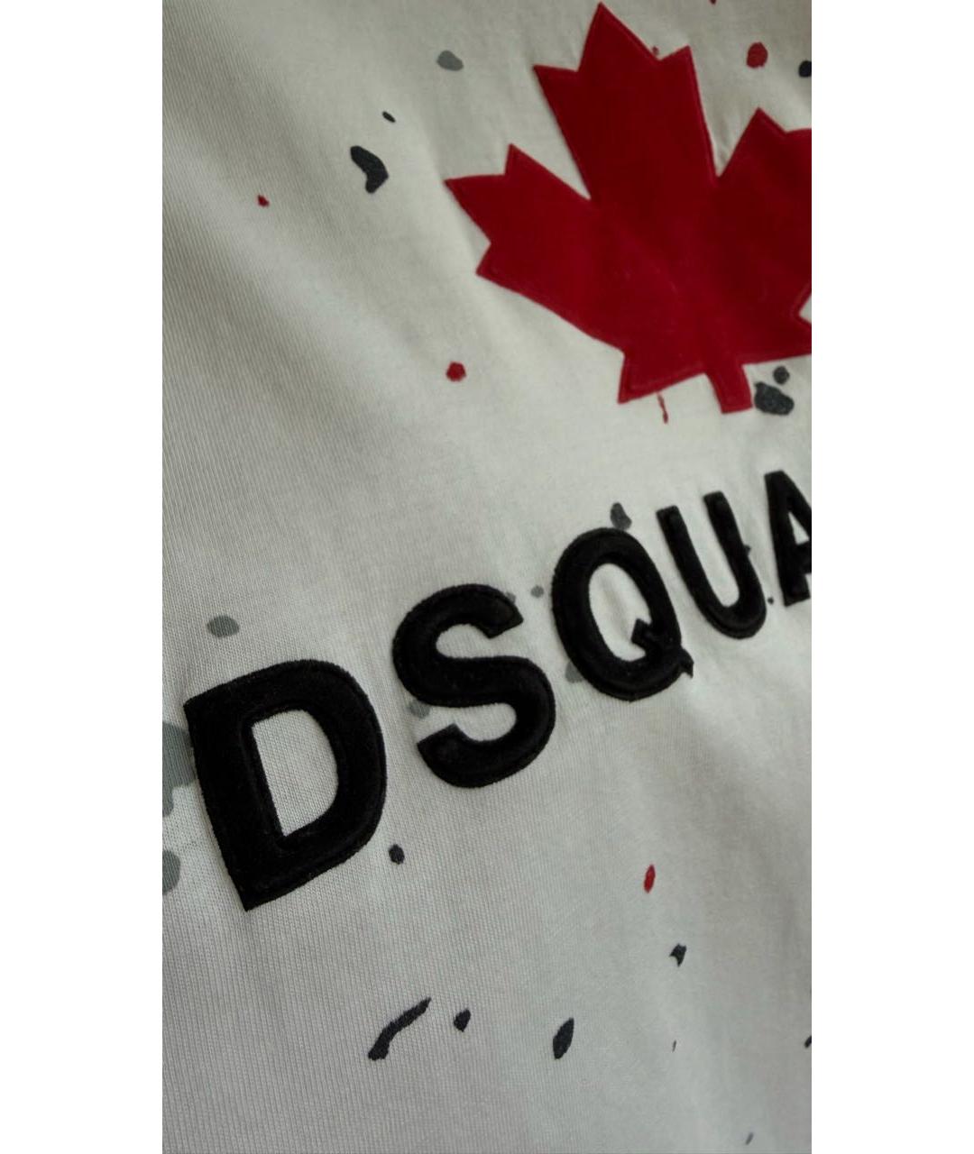DSQUARED2 Белая хлопко-эластановая футболка, фото 2