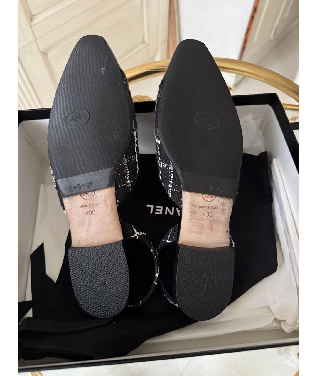 CHANEL Черные текстильные балетки, фото 6