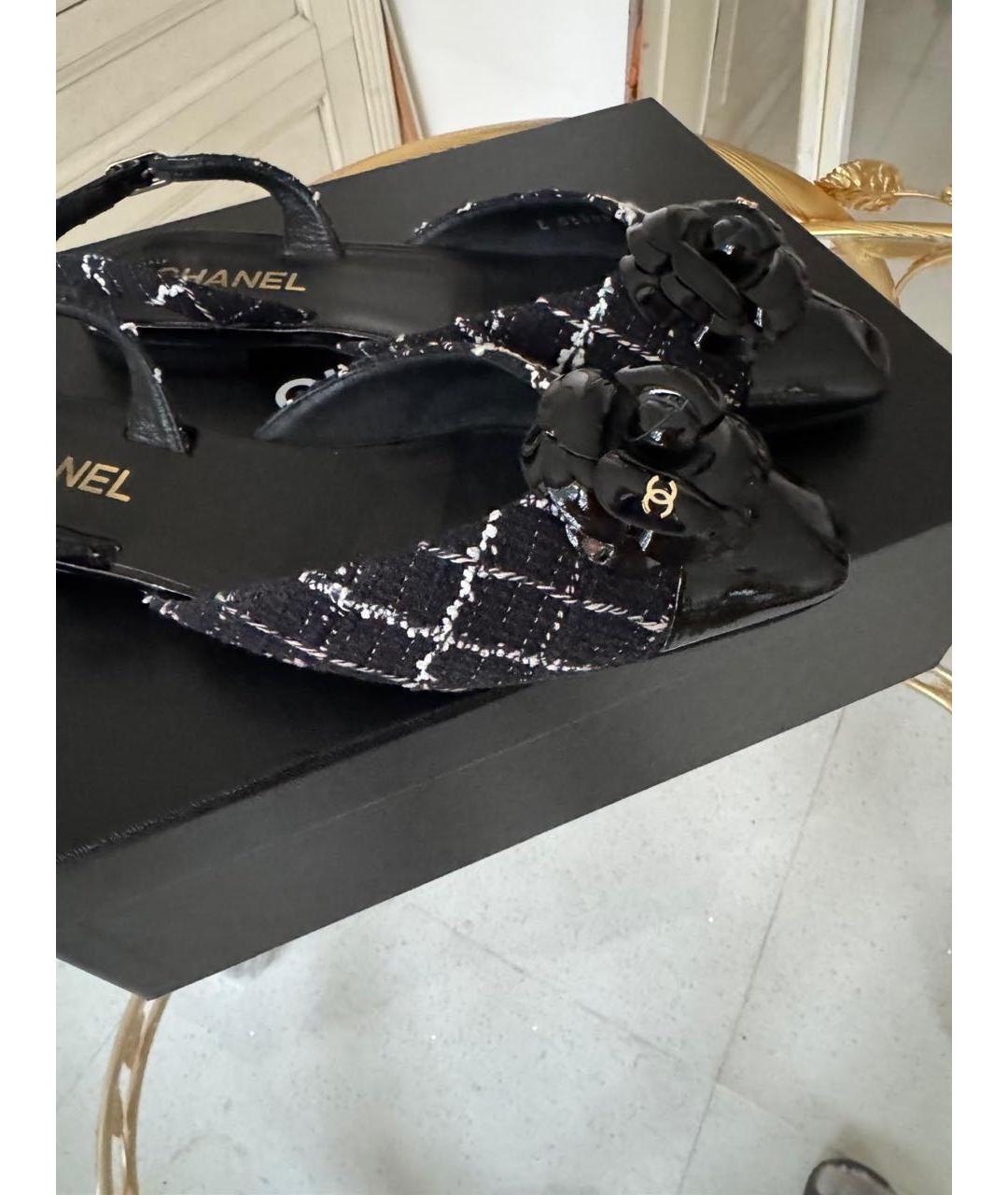 CHANEL Черные текстильные балетки, фото 5