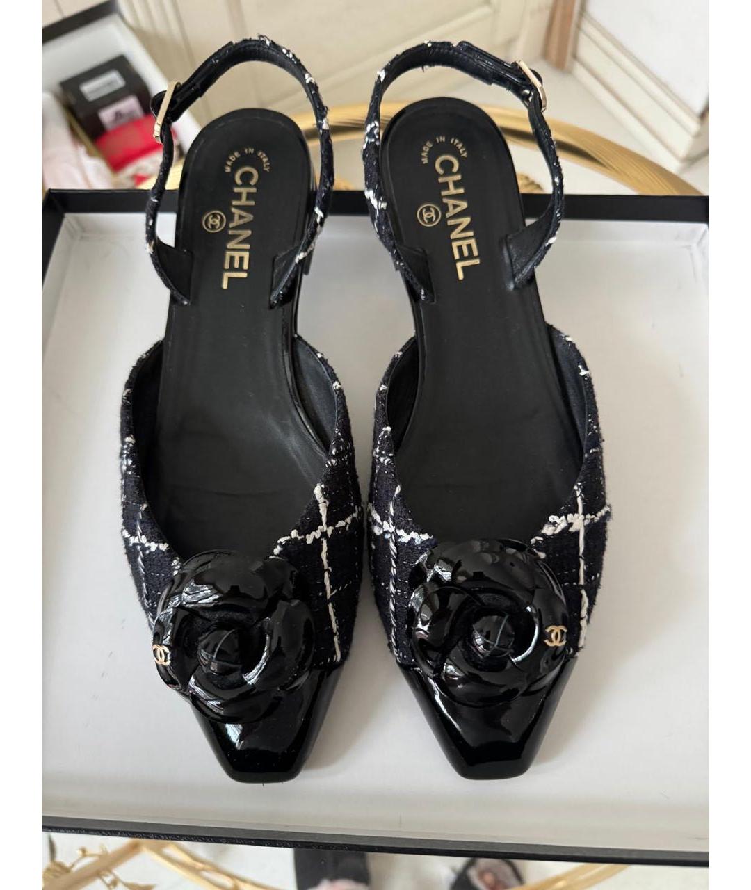 CHANEL Черные текстильные балетки, фото 2