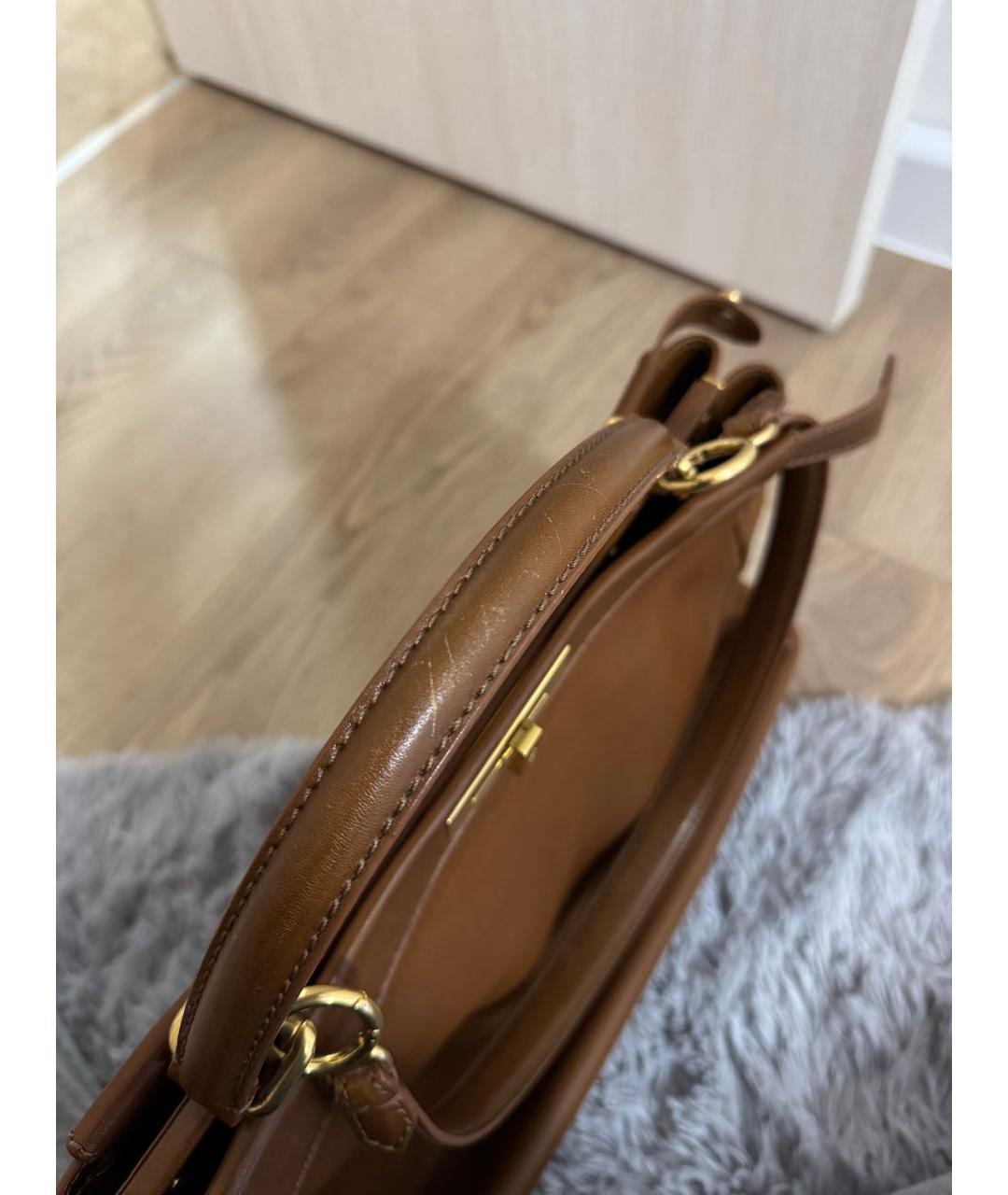 FENDI Коричневая кожаная сумка тоут, фото 5