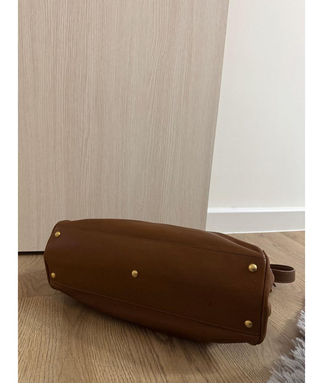 FENDI Коричневая кожаная сумка тоут, фото 6