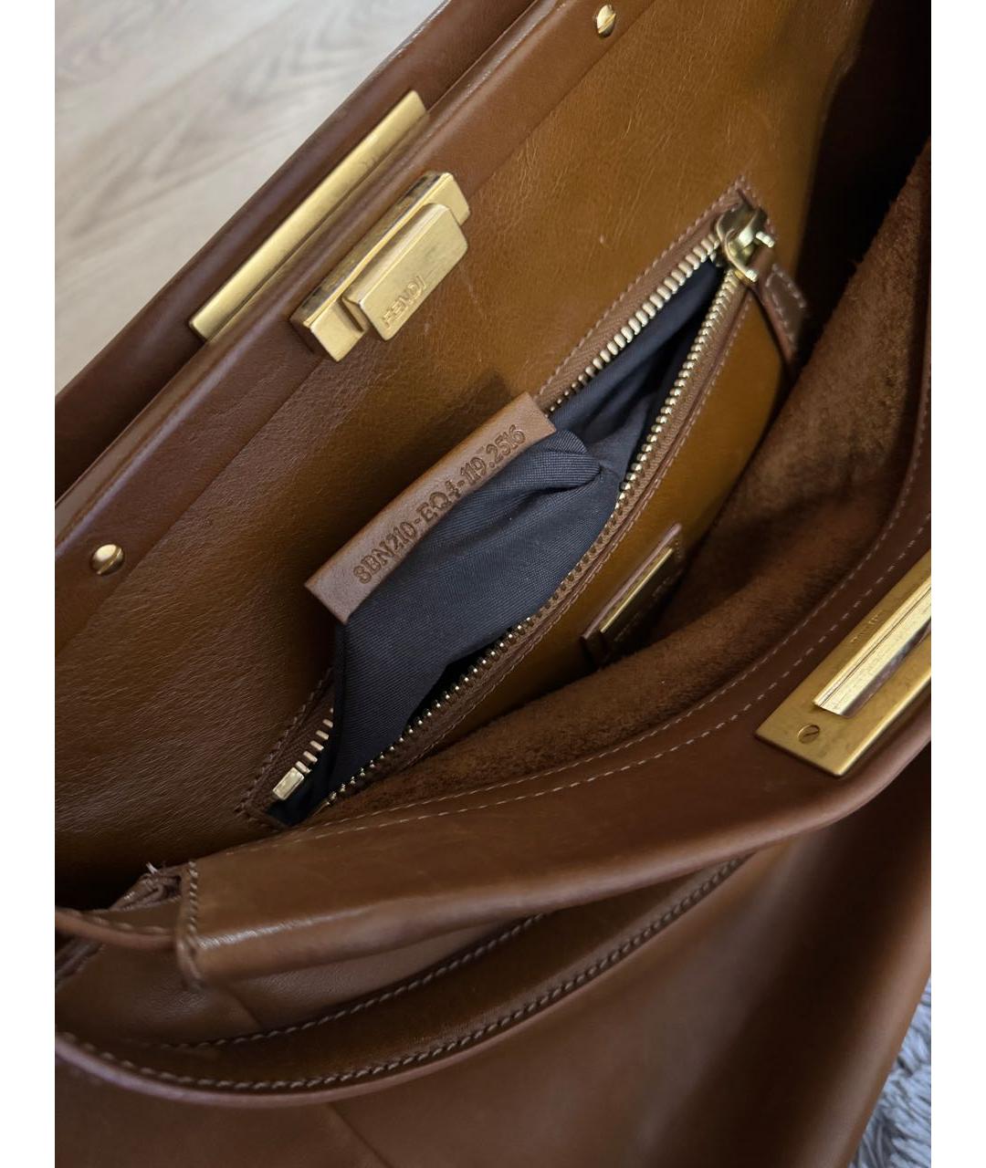FENDI Коричневая кожаная сумка тоут, фото 4