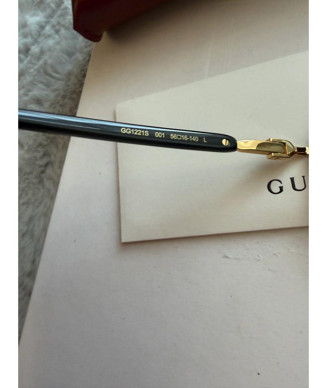 GUCCI Золотые металлические солнцезащитные очки, фото 3