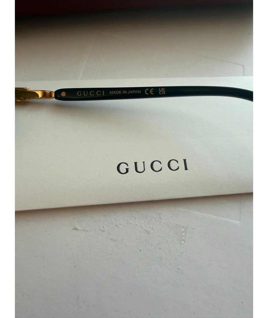GUCCI Золотые металлические солнцезащитные очки, фото 4