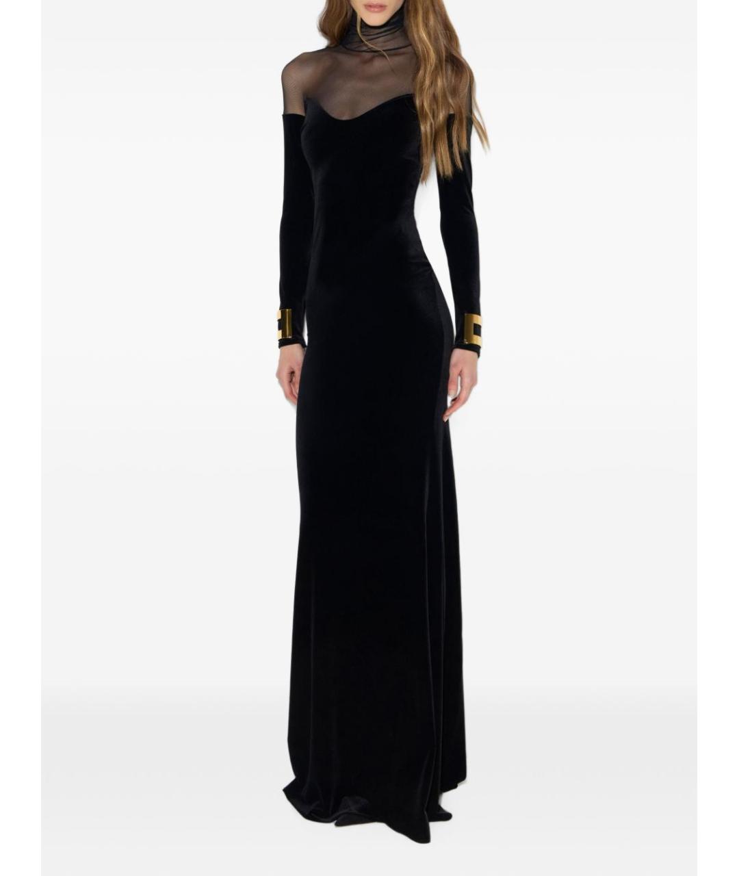 ELISABETTA FRANCHI Черное полиэстеровое вечернее платье, фото 5