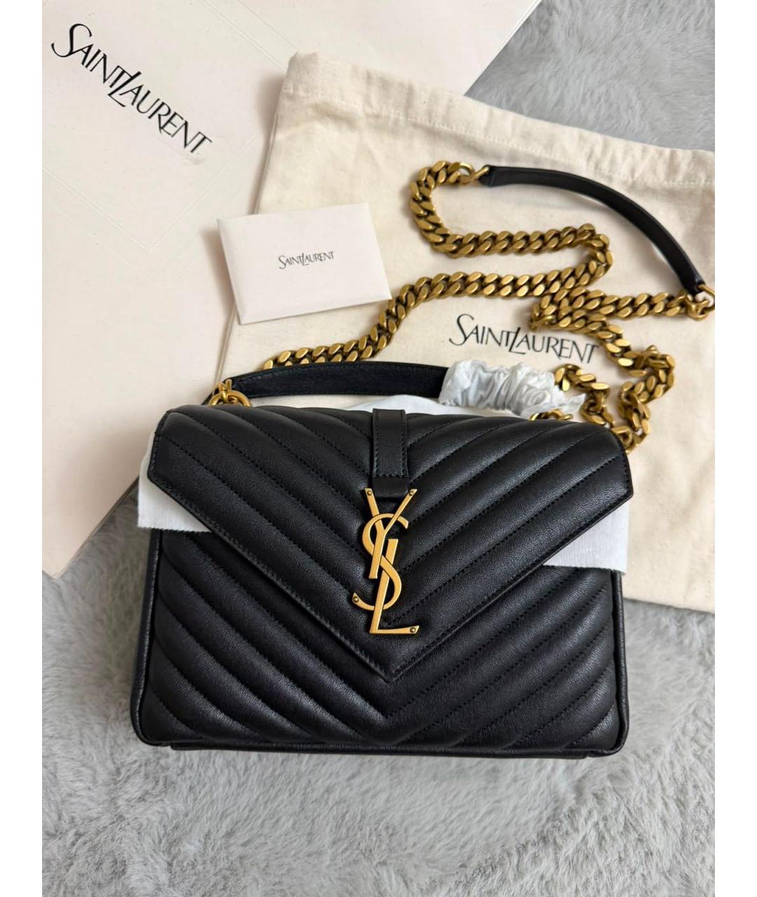 SAINT LAURENT Черная кожаная сумка через плечо, фото 4