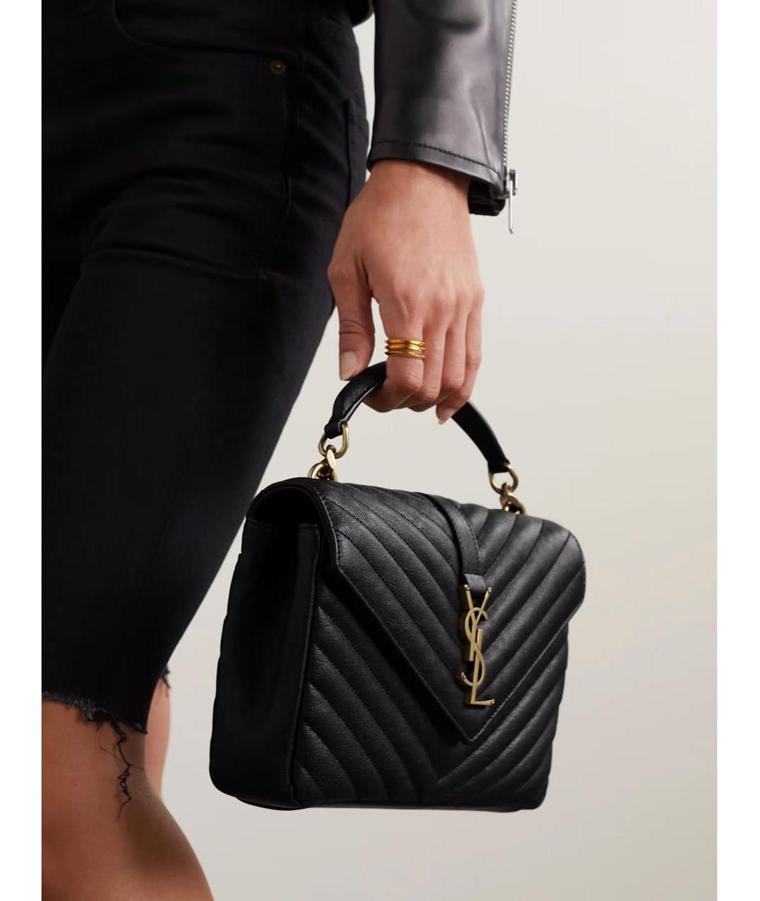 SAINT LAURENT Черная кожаная сумка через плечо, фото 2