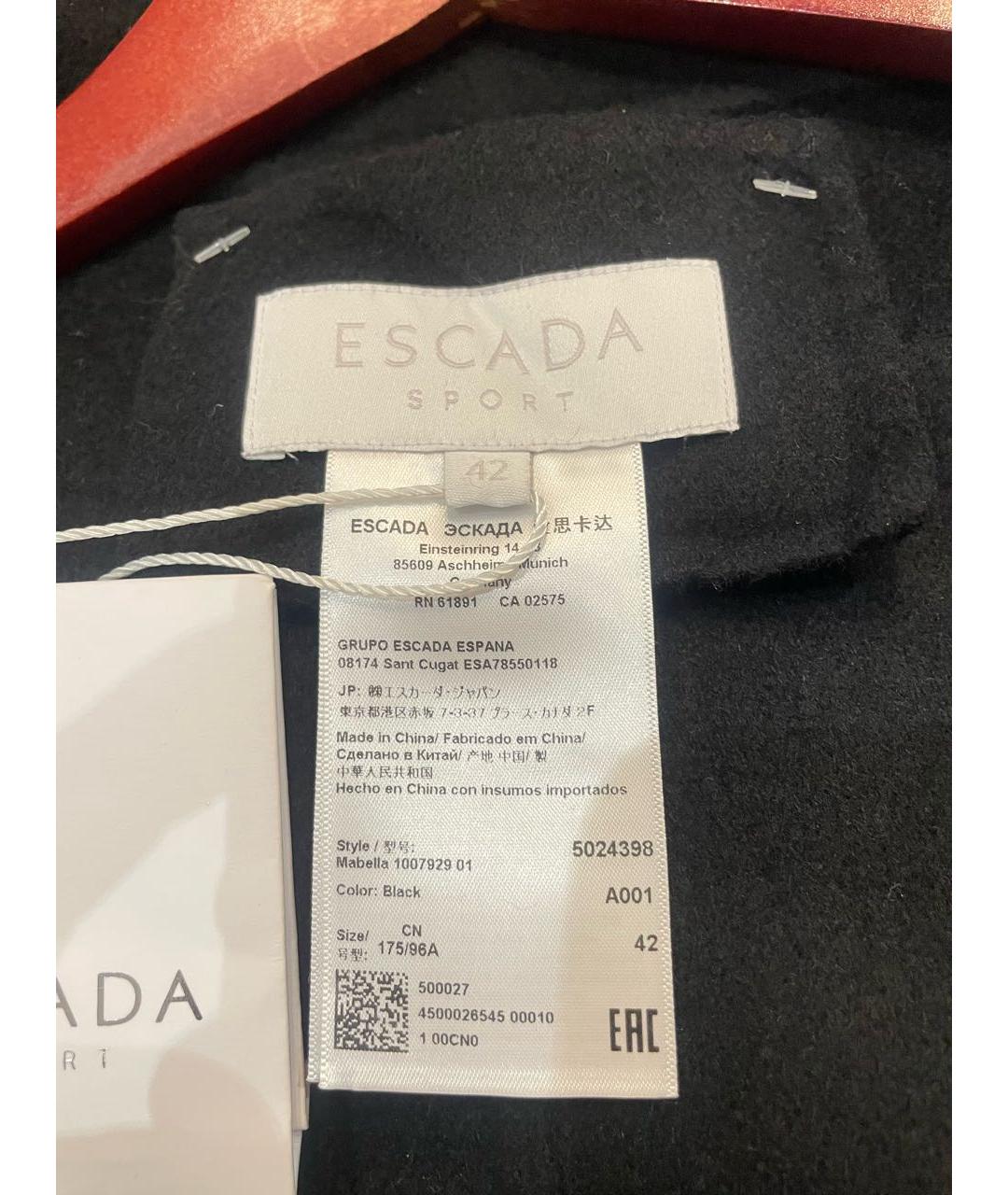 ESCADA Черное шерстяное пальто, фото 5