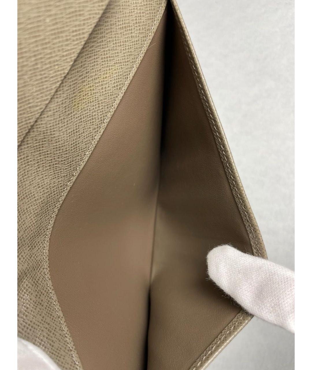 LOUIS VUITTON Хаки кожаный кошелек, фото 4