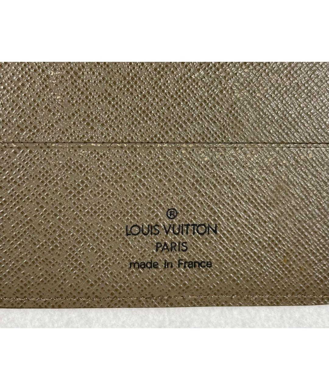 LOUIS VUITTON Хаки кожаный кошелек, фото 5
