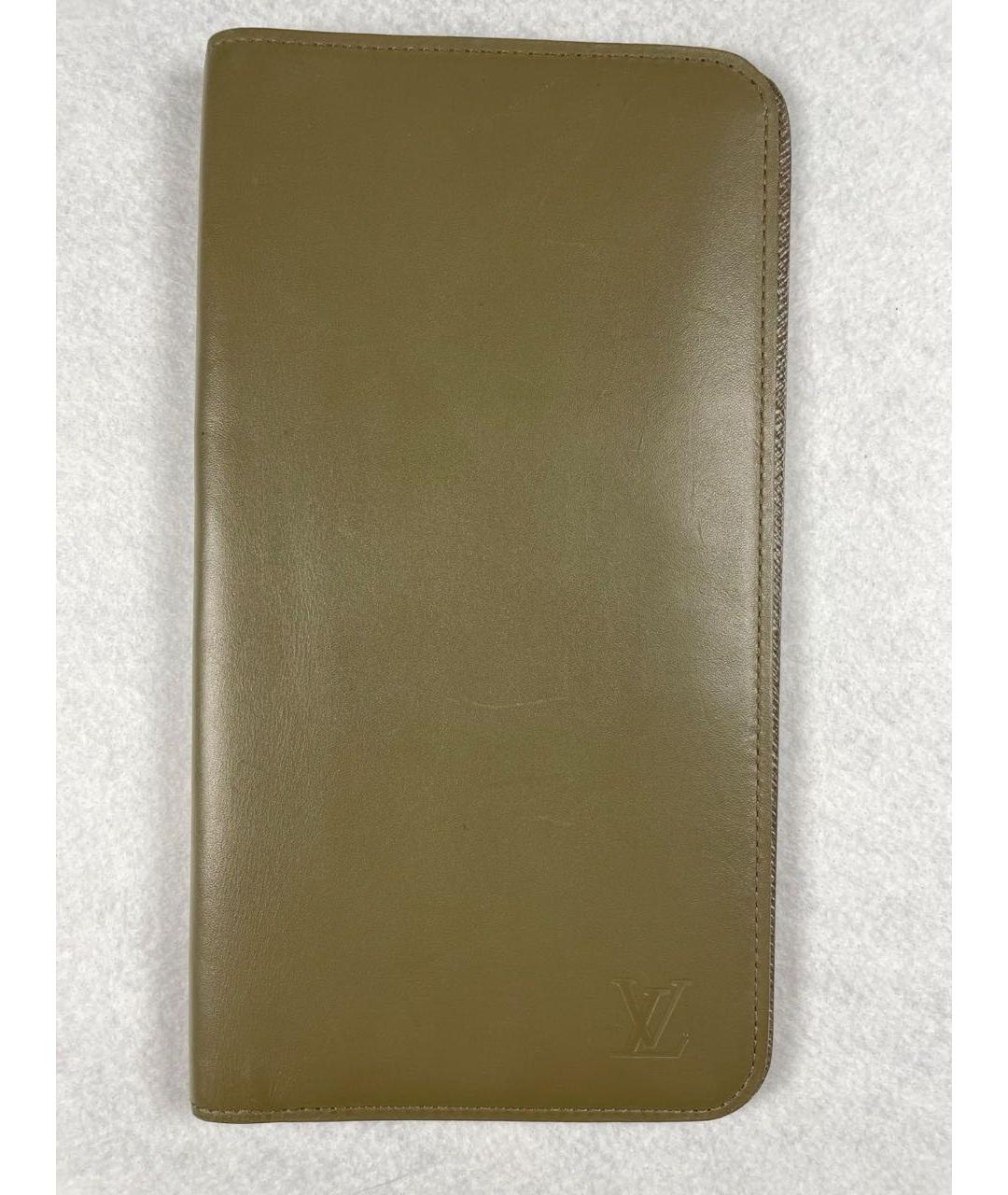 LOUIS VUITTON Хаки кожаный кошелек, фото 7