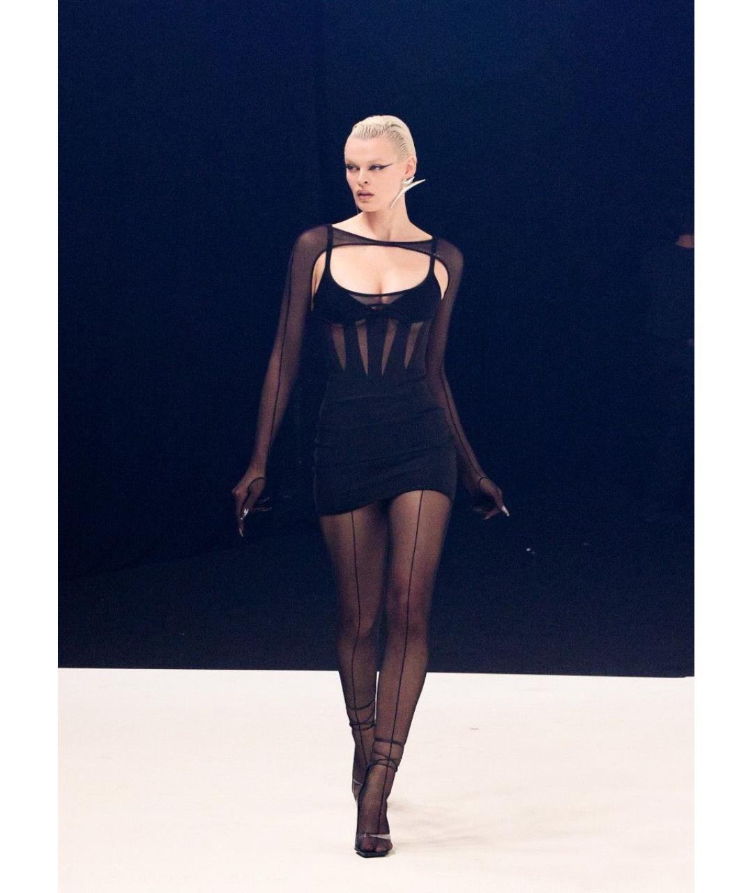 MUGLER Черное синтетическое вечернее платье, фото 3