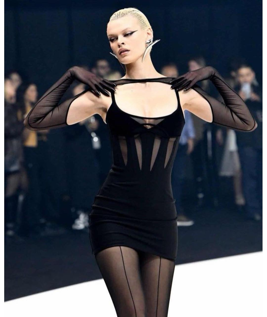 MUGLER Черное синтетическое вечернее платье, фото 2