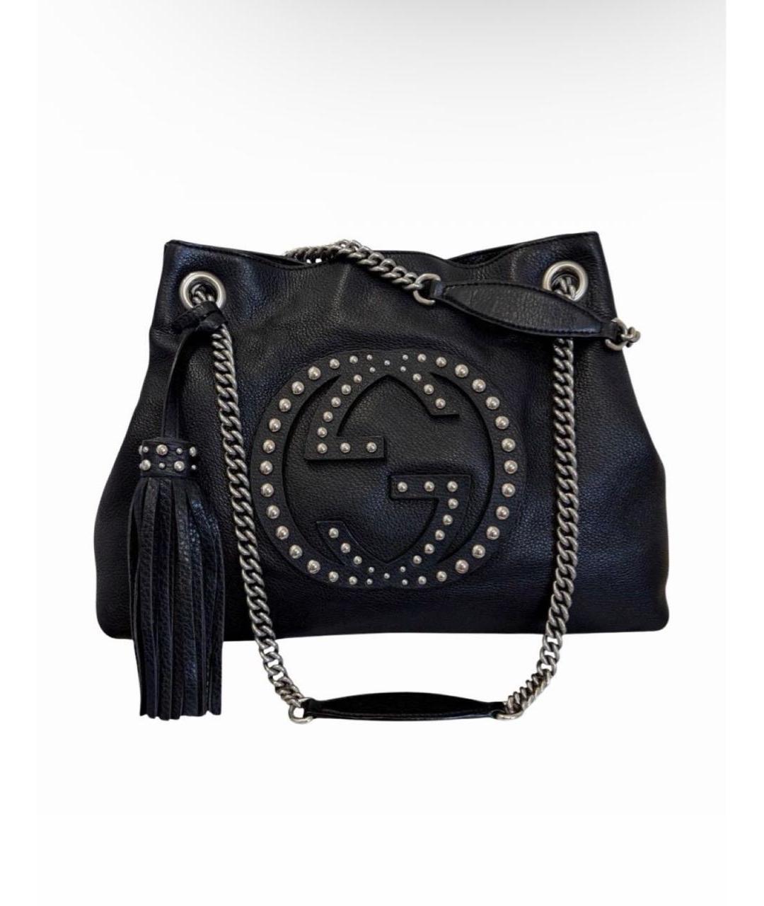 GUCCI Черная кожаная сумка тоут, фото 8