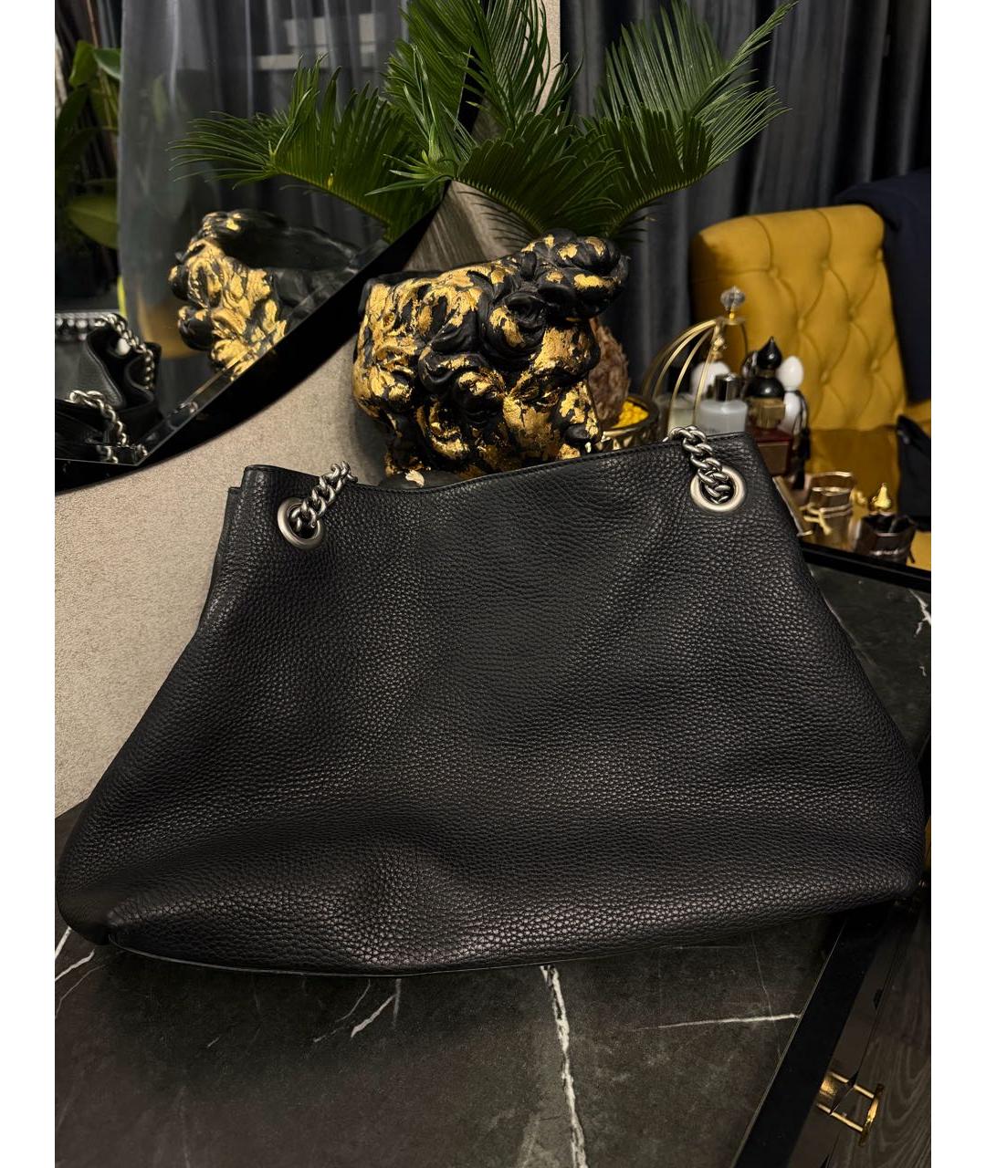 GUCCI Черная кожаная сумка тоут, фото 6
