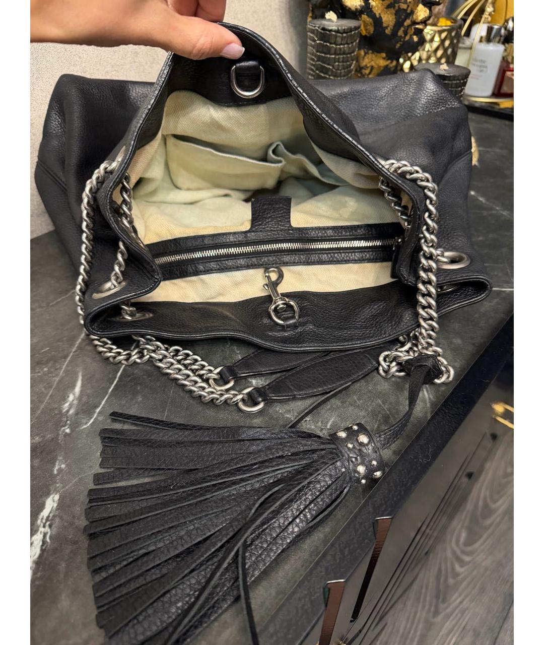 GUCCI Черная кожаная сумка тоут, фото 7