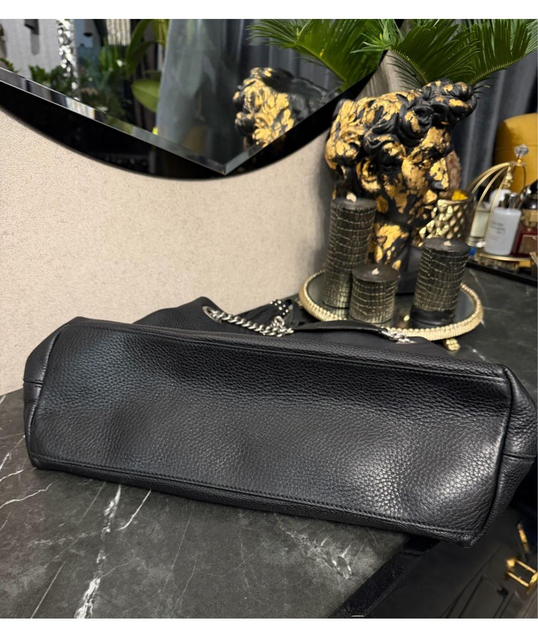 GUCCI Черная кожаная сумка тоут, фото 5