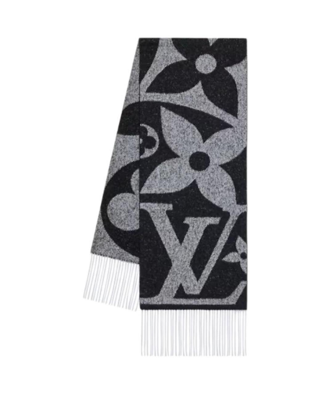 LOUIS VUITTON Черный шерстяной шарф, фото 1