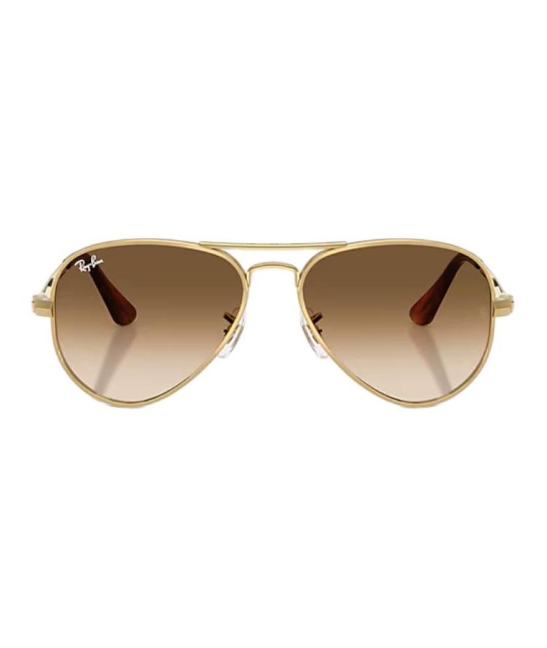 RAY BAN Золотые металлические солнцезащитные очки, фото 2