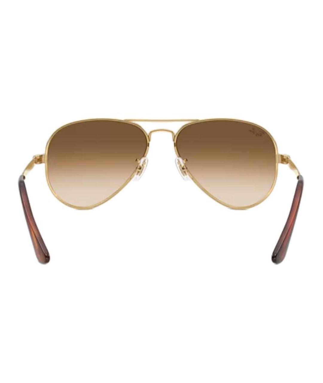 RAY BAN Золотые металлические солнцезащитные очки, фото 4