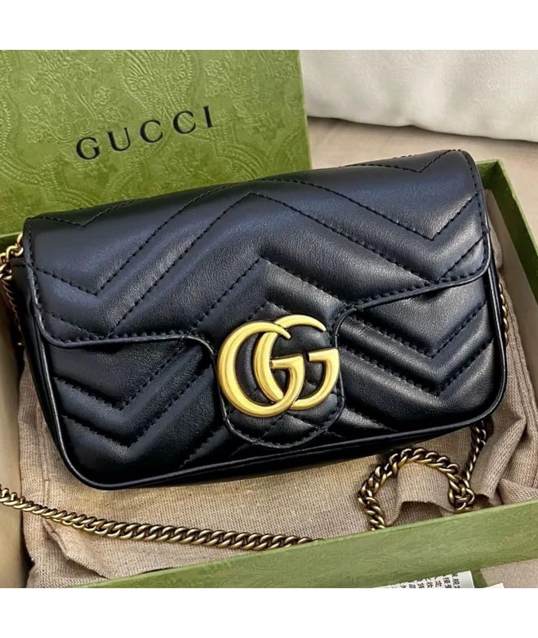 GUCCI Черная кожаная сумка через плечо, фото 5