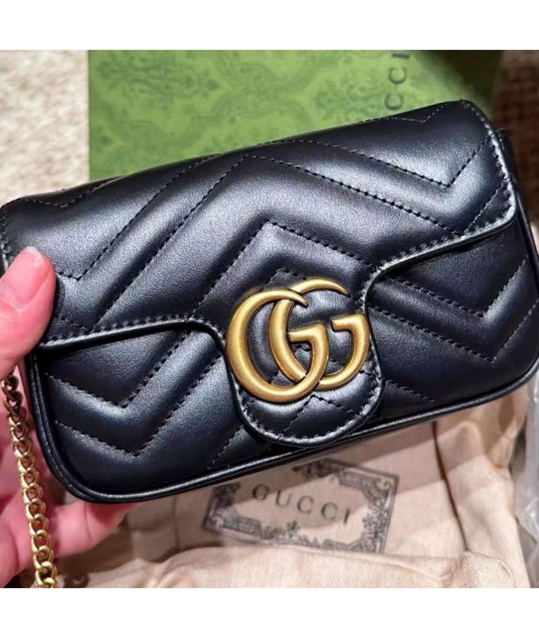 GUCCI Черная кожаная сумка через плечо, фото 7