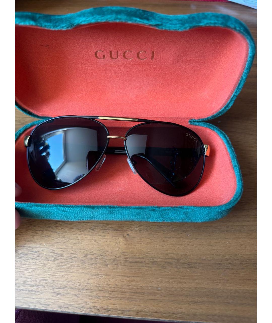 GUCCI Черные металлические солнцезащитные очки, фото 5