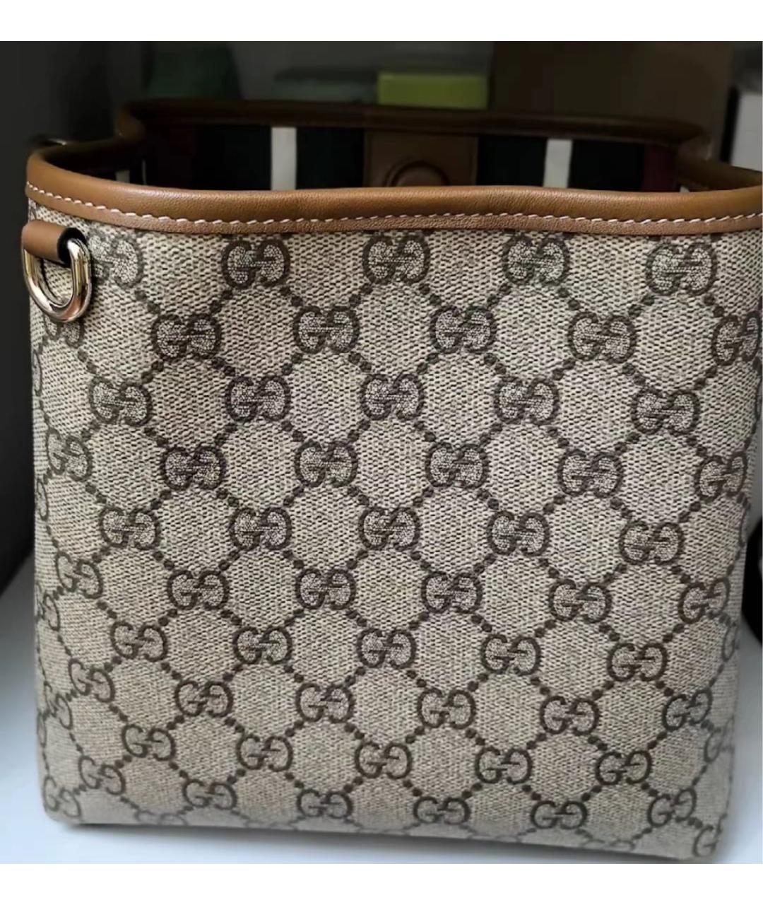 GUCCI Бежевая сумка через плечо из канвы, фото 6