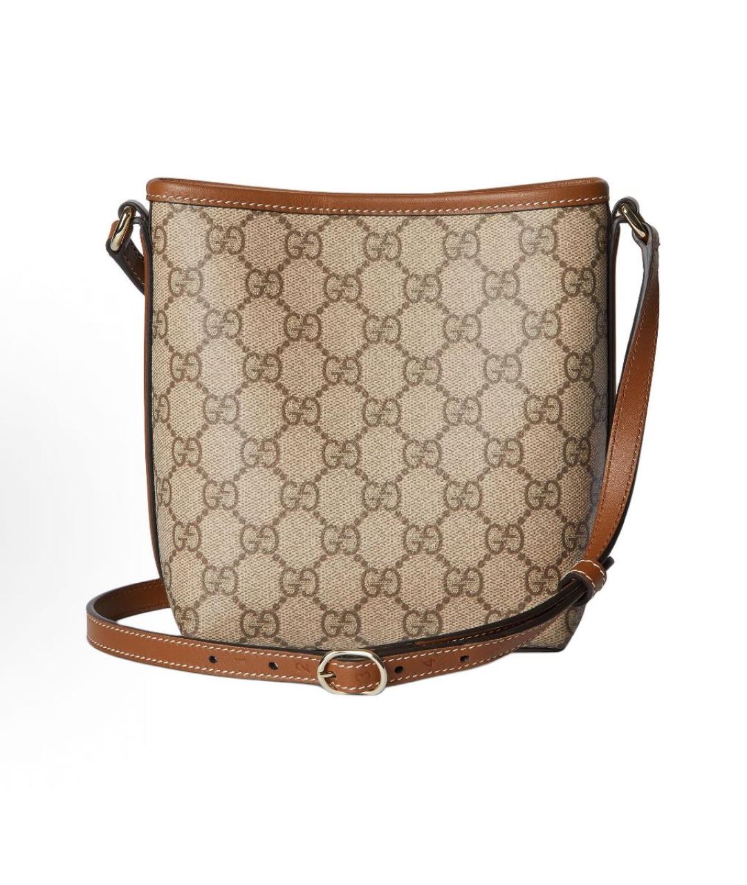 GUCCI Бежевая сумка через плечо из канвы, фото 3