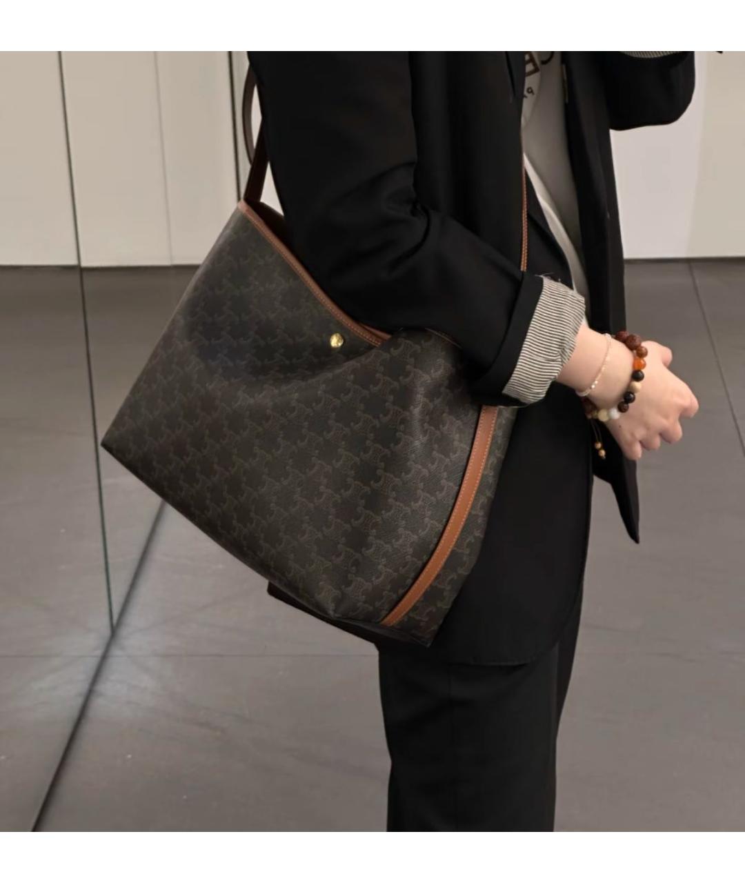 CELINE Коричневая сумка тоут из канвы, фото 7