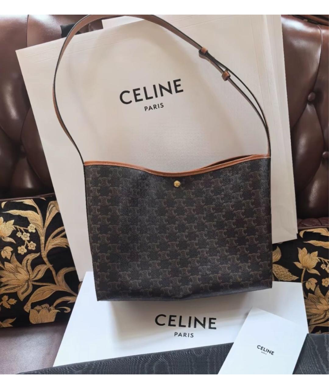 CELINE Коричневая сумка тоут из канвы, фото 5