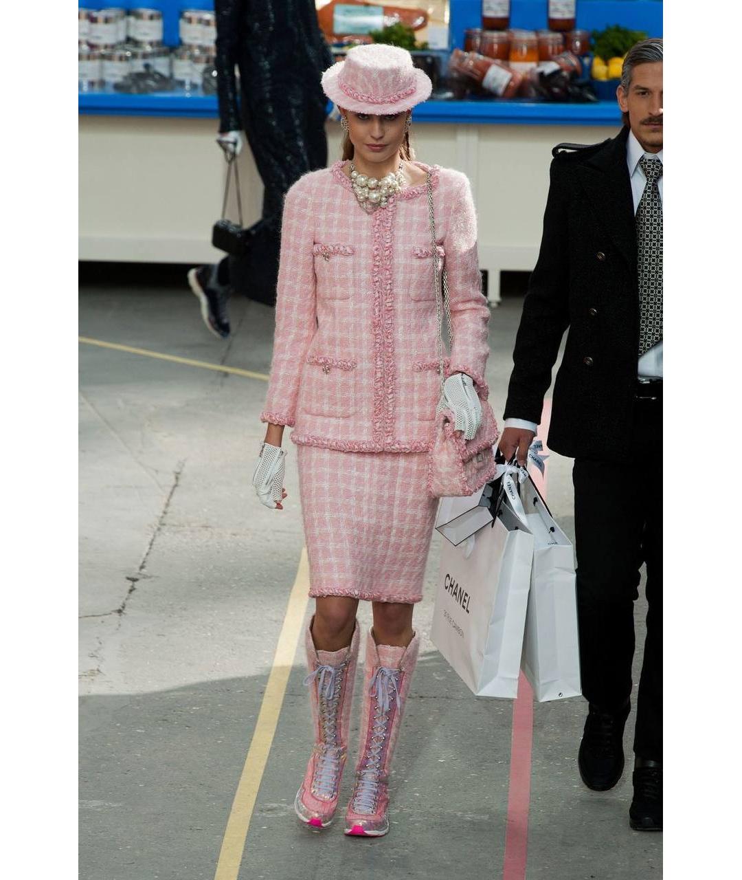 CHANEL Розовая твидовая сумка через плечо, фото 8