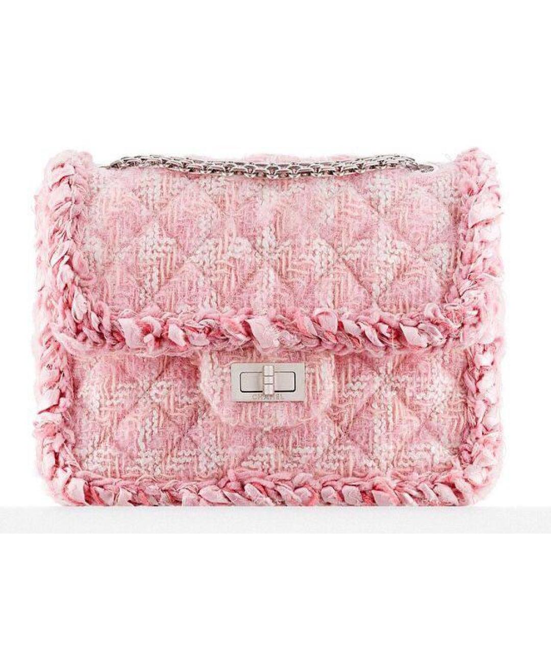 CHANEL Розовая твидовая сумка через плечо, фото 10