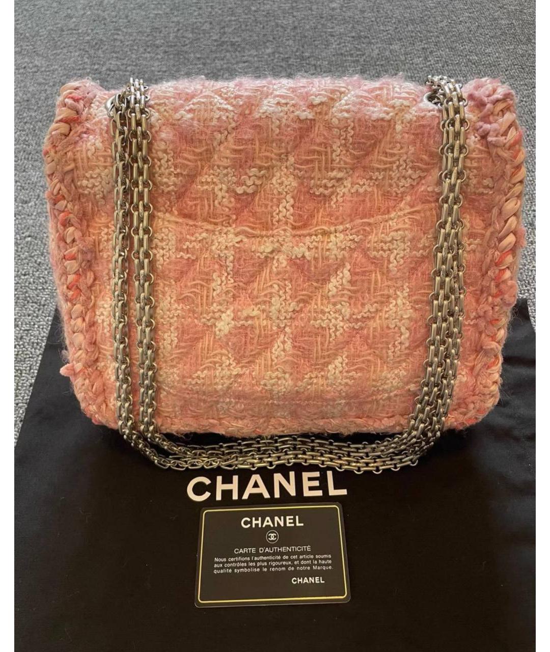 CHANEL Розовая твидовая сумка через плечо, фото 3