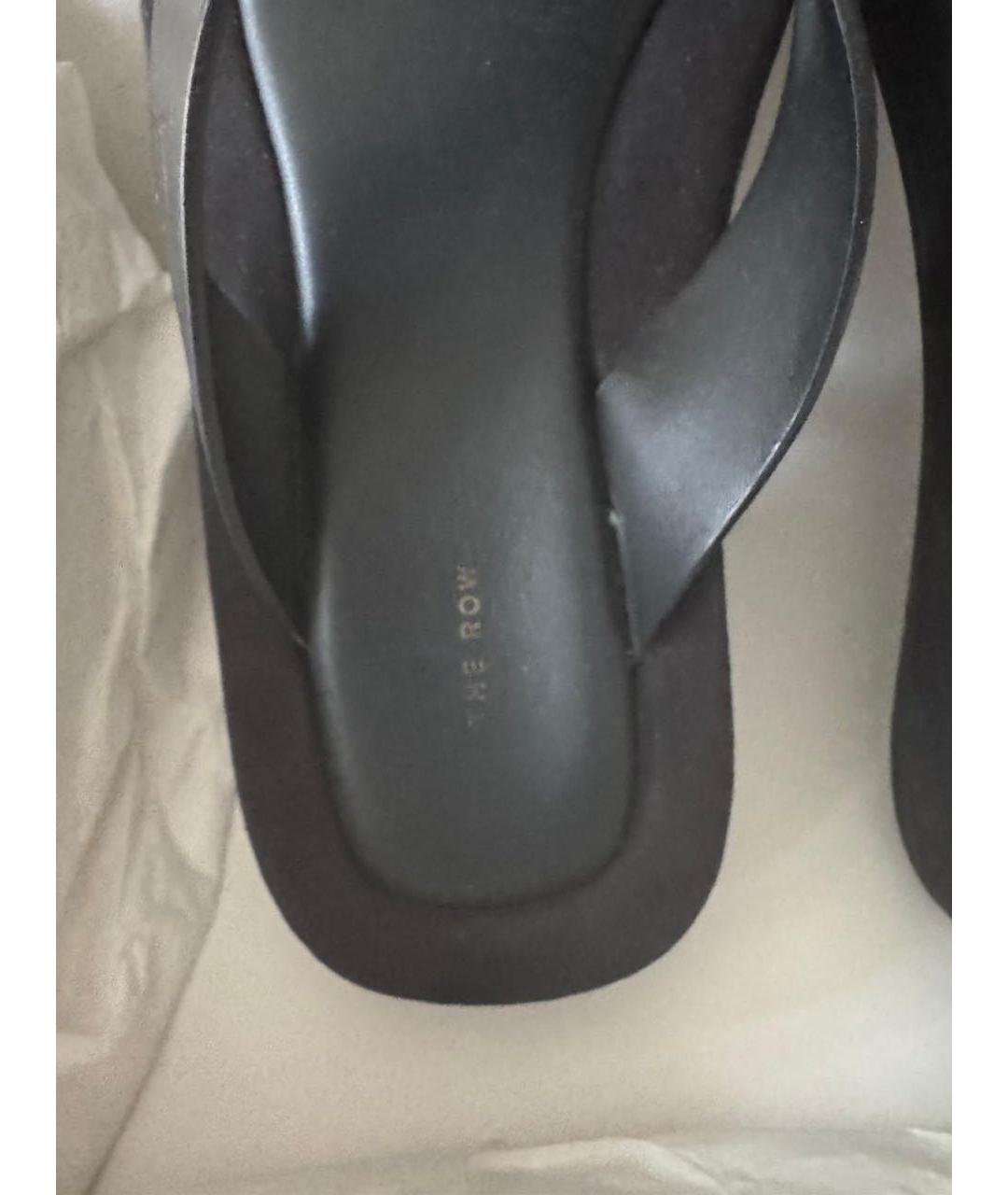 THE ROW Черные кожаные шлепанцы, фото 4