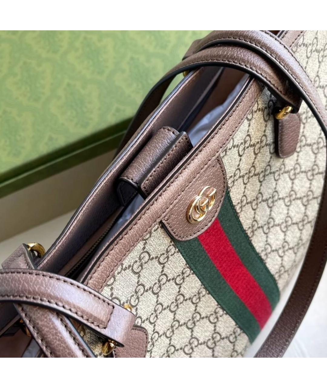 GUCCI Бежевая сумка тоут из канвы, фото 7