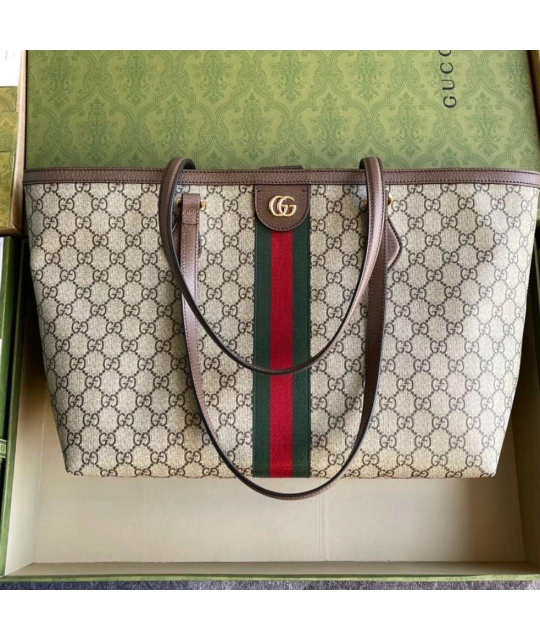 GUCCI Бежевая сумка тоут из канвы, фото 6