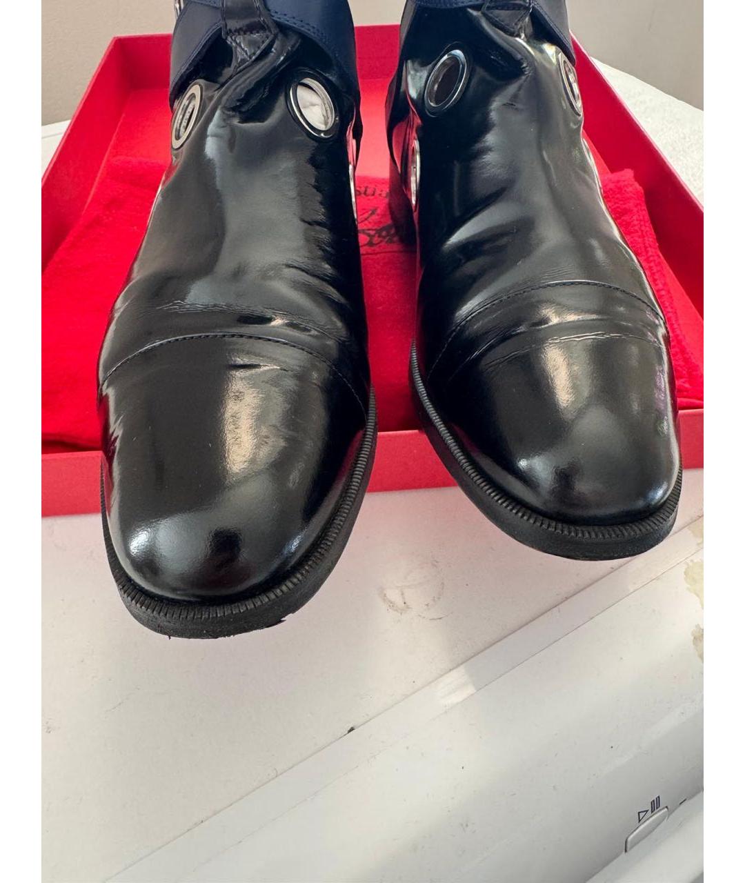 CHRISTIAN LOUBOUTIN Темно-синие кожаные полусапоги, фото 5