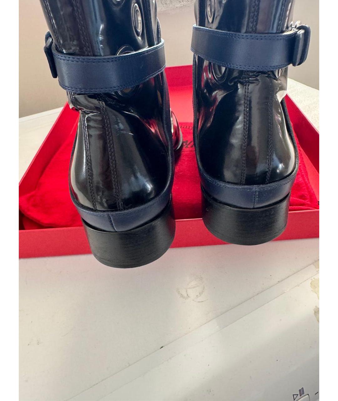 CHRISTIAN LOUBOUTIN Темно-синие кожаные полусапоги, фото 4
