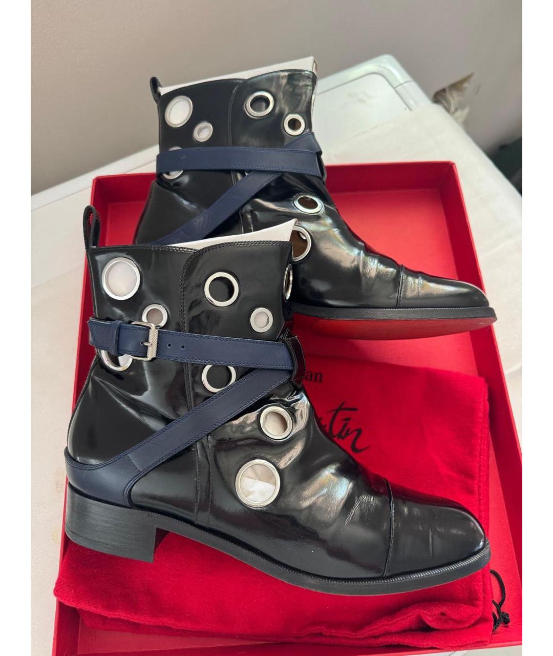 CHRISTIAN LOUBOUTIN Темно-синие кожаные полусапоги, фото 8