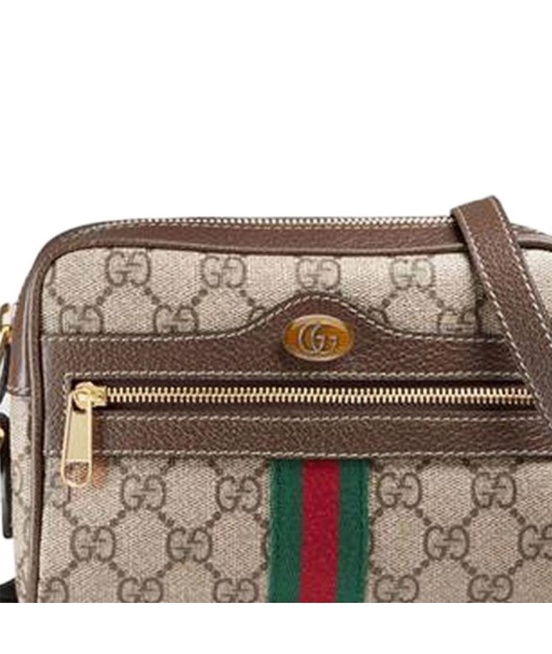 GUCCI Бежевая сумка через плечо из канвы, фото 5